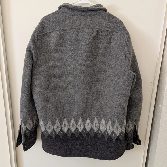 J. Crew Mens Large Wool Blend Button Down Shirt Jacket Gray Classic Preppy - Picture 6 of 8